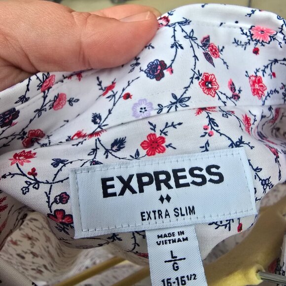 Express Men's Button Down Extra Slim Floral Button Down - Picture 5 of 5